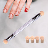 Maxbell Nail Sponge Brush with Rhinestone Acrylic Handle Manicure Tool Shading White
