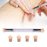 Maxbell Nail Sponge Brush with Rhinestone Acrylic Handle Manicure Tool Shading White