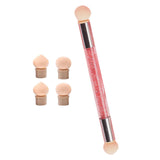 Maxbell Nail Sponge Brush with Rhinestone Acrylic Handle Manicure Tool Shading Pink