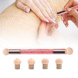 Maxbell Nail Sponge Brush with Rhinestone Acrylic Handle Manicure Tool Shading Pink