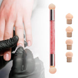Maxbell Nail Sponge Brush with Rhinestone Acrylic Handle Manicure Tool Shading Pink