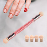 Maxbell Nail Sponge Brush with Rhinestone Acrylic Handle Manicure Tool Shading Pink