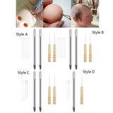 Maxbell Durable Doll Hair Rooting Tool with Aluminum Handle Holders Supplies Awls Style A