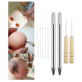 Maxbell Durable Doll Hair Rooting Tool with Aluminum Handle Holders Supplies Awls Style A