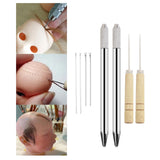 Maxbell Durable Doll Hair Rooting Tool with Aluminum Handle Holders Supplies Awls Style C