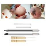 Maxbell Durable Doll Hair Rooting Tool with Aluminum Handle Holders Supplies Awls Style C