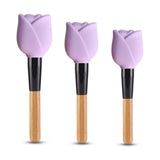 Maxbell 3Pcs Silicone Makeup Brush Cover Protector Lightweight for Travel Wife Women violet