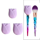 Maxbell 3Pcs Silicone Makeup Brush Cover Protector Lightweight for Travel Wife Women violet