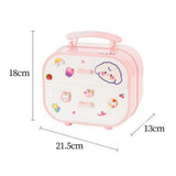 Maxbell Girls Jewelry Carry Box 2 Layer Drawer with Cartoon Stickers Pink