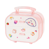 Maxbell Girls Jewelry Carry Box 2 Layer Drawer with Cartoon Stickers Pink