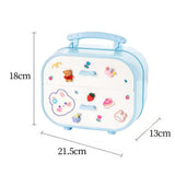 Maxbell Girls Jewelry Carry Box 2 Layer Drawer with Cartoon Stickers Blue