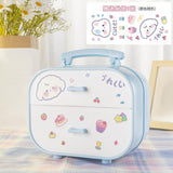 Maxbell Girls Jewelry Carry Box 2 Layer Drawer with Cartoon Stickers Blue