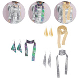 Maxbell Metal Sequins Neck Tie Scarf Long Tassels Dangle Earrings Bohemia for Girls Mixed