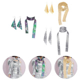 Maxbell Metal Sequins Neck Tie Scarf Long Tassels Dangle Earrings Bohemia for Girls Mixed