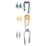 Maxbell Metal Sequins Neck Tie Scarf Long Tassels Dangle Earrings Bohemia for Girls Mixed