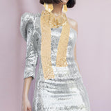 Maxbell Metal Sequins Neck Tie Scarf Long Tassels Dangle Earrings Bohemia for Girls Golden