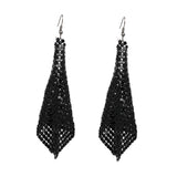 Maxbell Long Tassels Dangle Earrings Large Bohemia Party Earrings for Ladies Bride Black