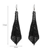 Maxbell Long Tassels Dangle Earrings Large Bohemia Party Earrings for Ladies Bride Black