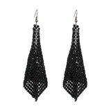 Maxbell Long Tassels Dangle Earrings Large Bohemia Party Earrings for Ladies Bride Black