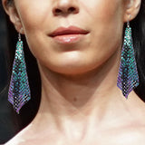 Maxbell Long Tassels Dangle Earrings Large Bohemia Party Earrings for Ladies Bride Multicolor