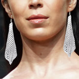 Maxbell Long Tassels Dangle Earrings Large Bohemia Party Earrings for Ladies Bride Silver