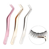 Maxbell Professional 2 in 1 Curved Lash Tweezers for DIY Eyelash Extension Supplies Pink