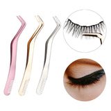 Maxbell Professional 2 in 1 Curved Lash Tweezers for DIY Eyelash Extension Supplies Pink