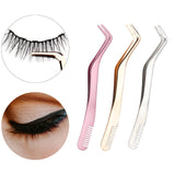 Maxbell Professional 2 in 1 Curved Lash Tweezers for DIY Eyelash Extension Supplies Pink