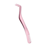 Maxbell Professional 2 in 1 Curved Lash Tweezers for DIY Eyelash Extension Supplies Pink