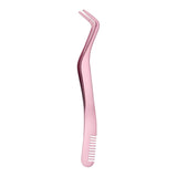 Maxbell Professional 2 in 1 Curved Lash Tweezers for DIY Eyelash Extension Supplies Pink