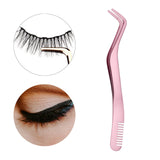 Maxbell Professional 2 in 1 Curved Lash Tweezers for DIY Eyelash Extension Supplies Pink