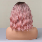 Maxbell Hair Wig Female Shoulder Length Curly Wavy Daily Use Costume Cosplay Pink