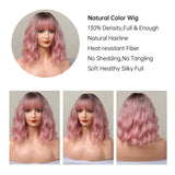 Maxbell Hair Wig Female Shoulder Length Curly Wavy Daily Use Costume Cosplay Pink