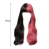 Maxbell Half Black and Half pink Synthetic Wigs with Bangs Split for Daily Use