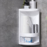 Maxbell Rotating Triangle Cabinet Cosmetic Storage Rack for Table Bathroom 2 Tiers White