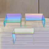 Maxbell 3Pieces Acrylic Display Stand Rainbow Color for Buffets Jewelry Retail Shoe