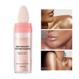 Maxbell Highlighter Powder Stick Sparkle Setting Powder Face Blusher for Makeup Pink