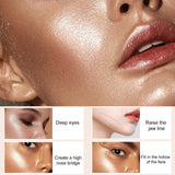 Maxbell Highlighter Powder Stick Sparkle Setting Powder Face Blusher for Makeup Aureate brown