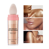 Maxbell Highlighter Powder Stick Sparkle Setting Powder Face Blusher for Makeup Aureate brown
