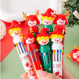 Maxbell 10 Colors Ballpoint Pen Retractable Ballpoint Pen 10 in 1 for Gift Children Cartoon Figure