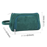 Maxbell Corduroy Cosmetic Organizer Portable Makeup Pouch for Outdoor Activity Green