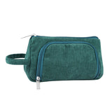 Maxbell Corduroy Cosmetic Organizer Portable Makeup Pouch for Outdoor Activity Green