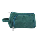 Maxbell Corduroy Cosmetic Organizer Portable Makeup Pouch for Outdoor Activity Green