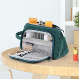 Maxbell Corduroy Cosmetic Organizer Portable Makeup Pouch for Outdoor Activity Green