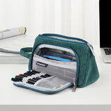 Maxbell Corduroy Cosmetic Organizer Portable Makeup Pouch for Outdoor Activity Green
