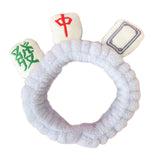 Maxbell Mahjong Makeup SPA Headband Soft Flannel Plush for Face Wash Women Blue