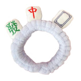 Maxbell Mahjong Makeup SPA Headband Soft Flannel Plush for Face Wash Women Blue