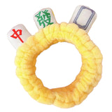 Maxbell Mahjong Makeup SPA Headband Soft Flannel Plush for Face Wash Women Yellow