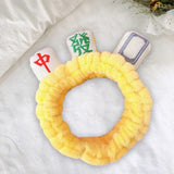 Maxbell Mahjong Makeup SPA Headband Soft Flannel Plush for Face Wash Women Yellow