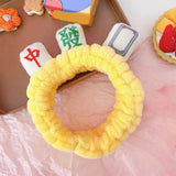 Maxbell Mahjong Makeup SPA Headband Soft Flannel Plush for Face Wash Women Yellow